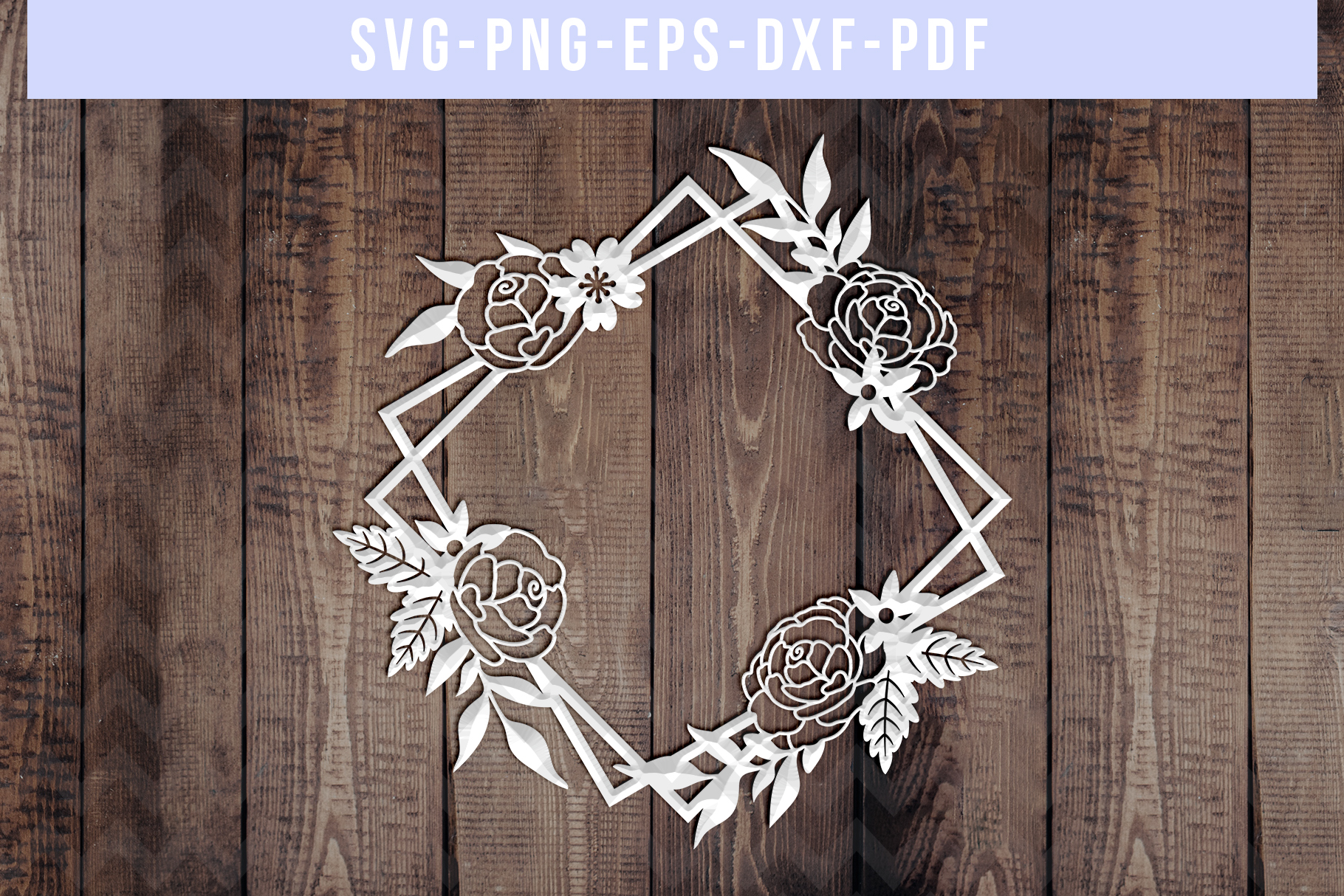 Geometric Frame Papercut Template Flowers Svg Pdf Dxf