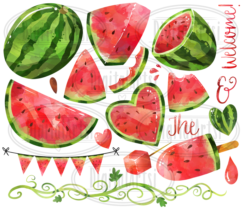 Watercolor Watermelon Clipart