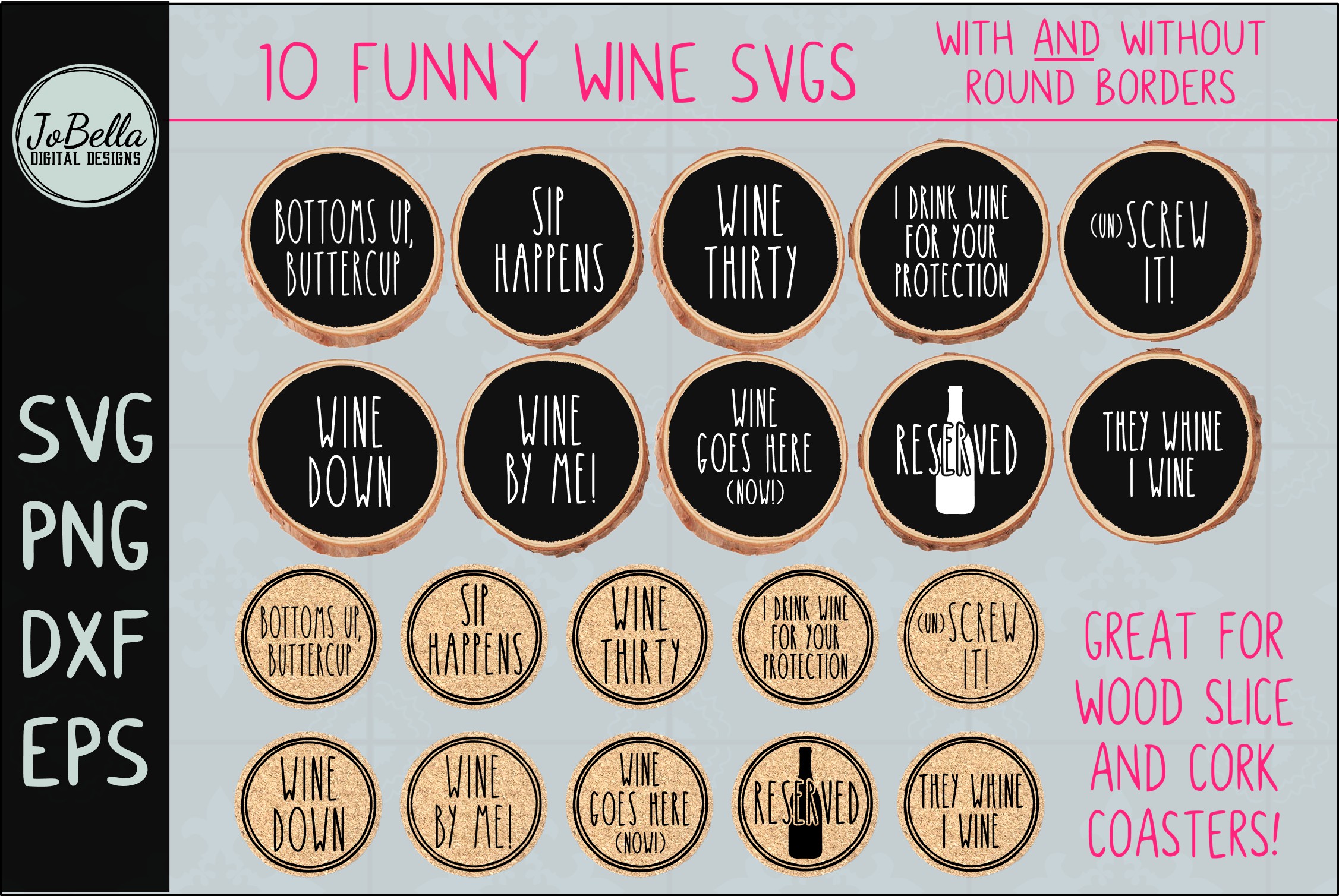 Funny Wine Svg Bundle For Coasters