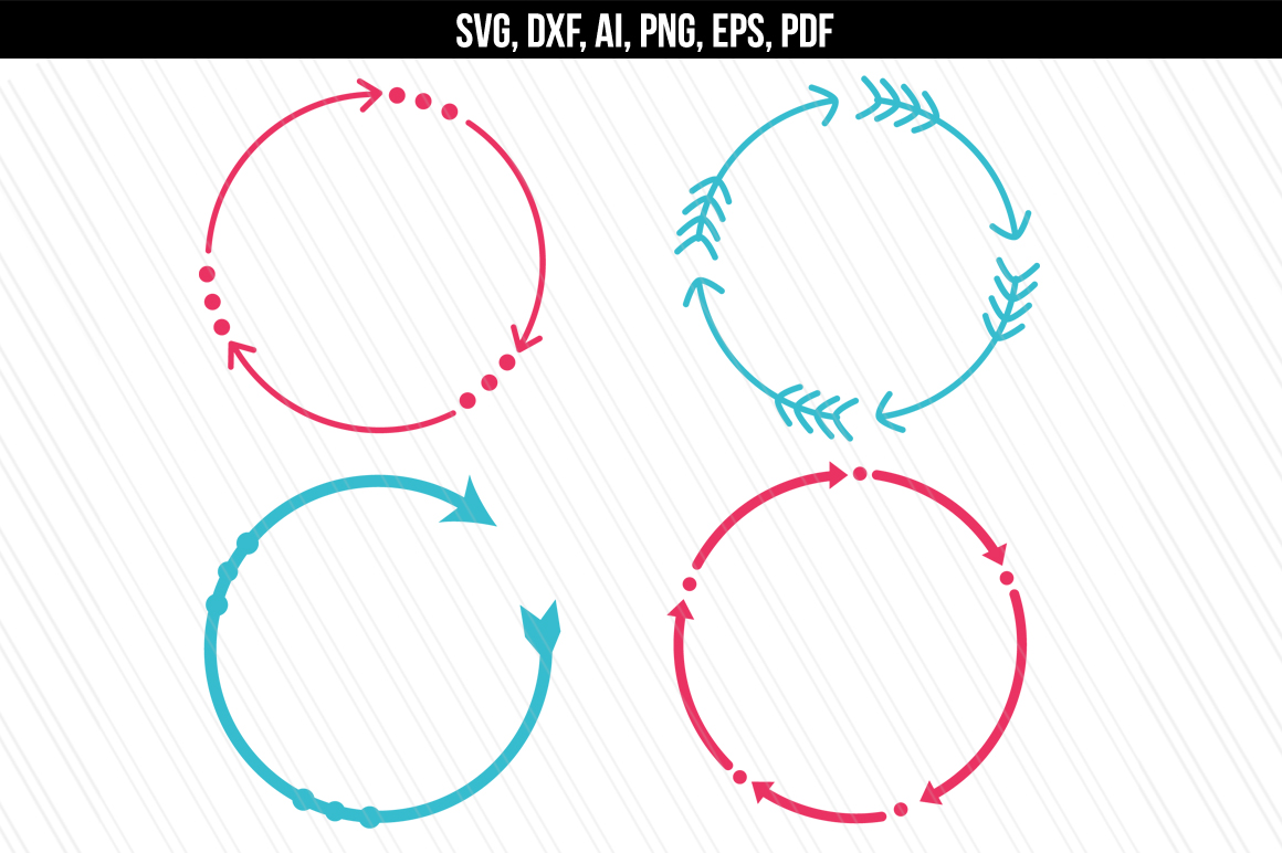 Circular Arrow Monogram Frames Svg Dxf Cutting Files Svgs Design Bundles