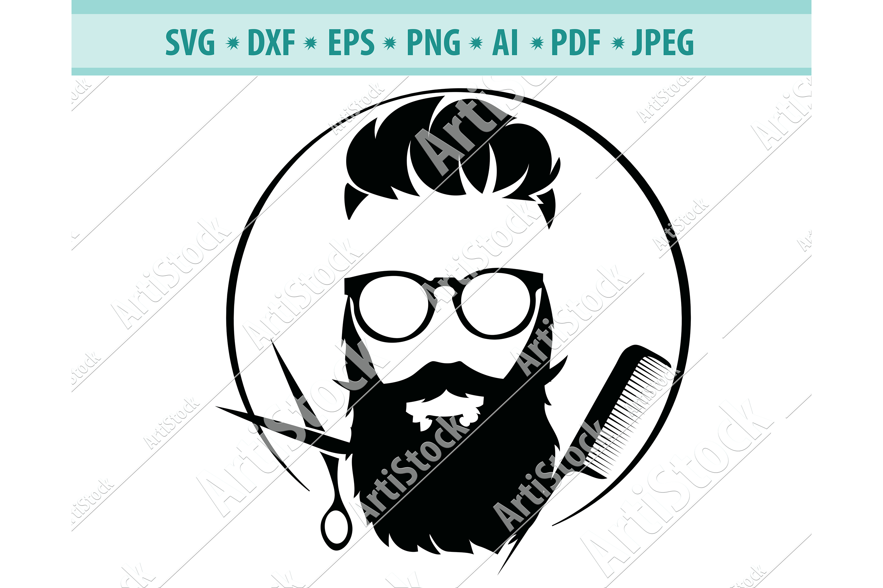 Barbershop Hair Svg Beard Salon Man Svg Hair Dxf Png Eps