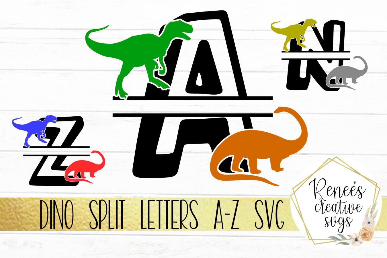 Dino Split Letters Split Monogram Letters Svg Cutting File