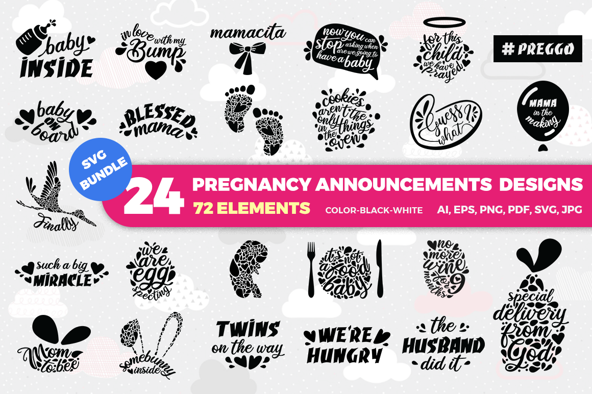 Bundle Pregnancy Announcement Svg Cut Files