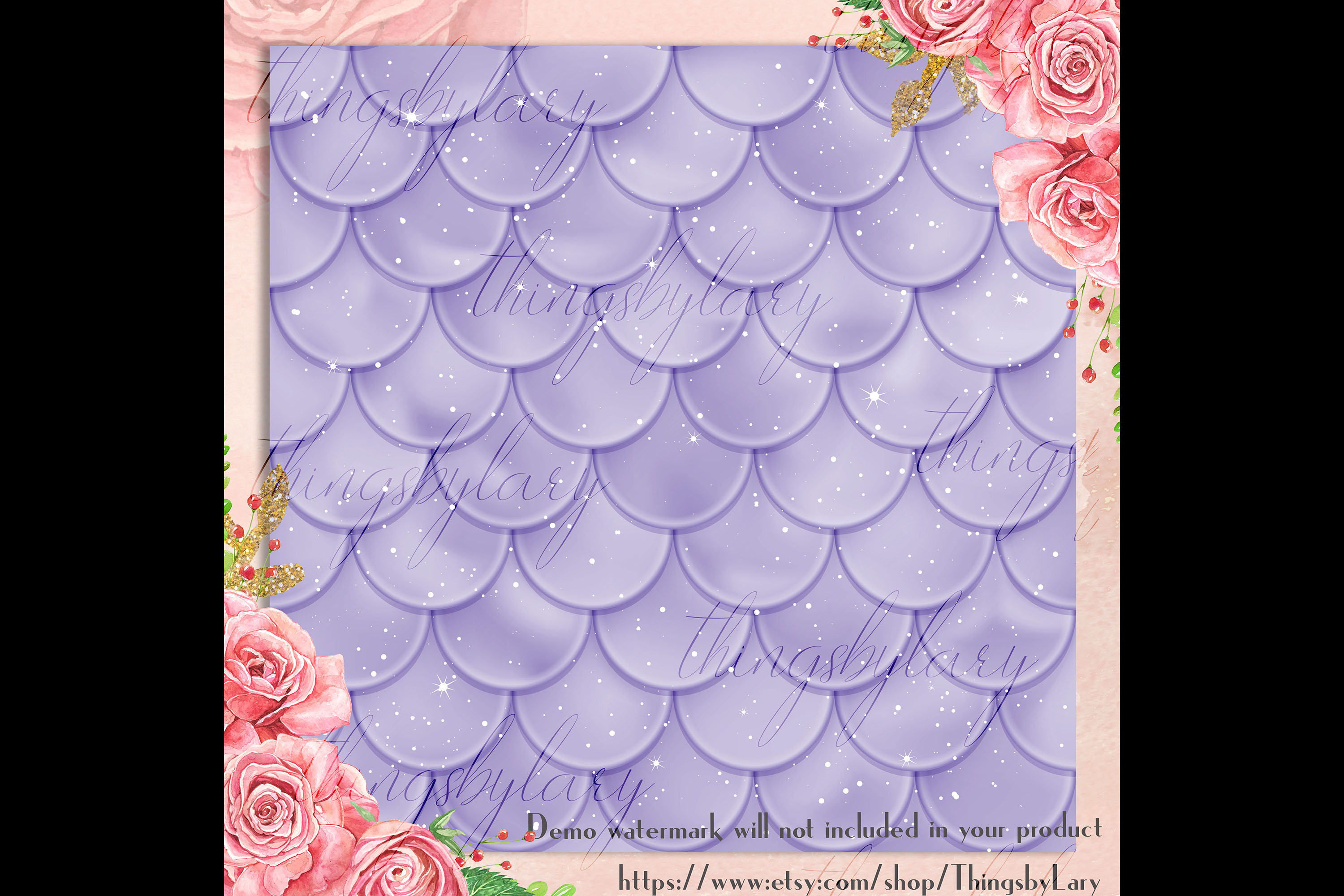 100 Seamless Sparkle Mermaid Scale Digital Papers 136413 Patterns