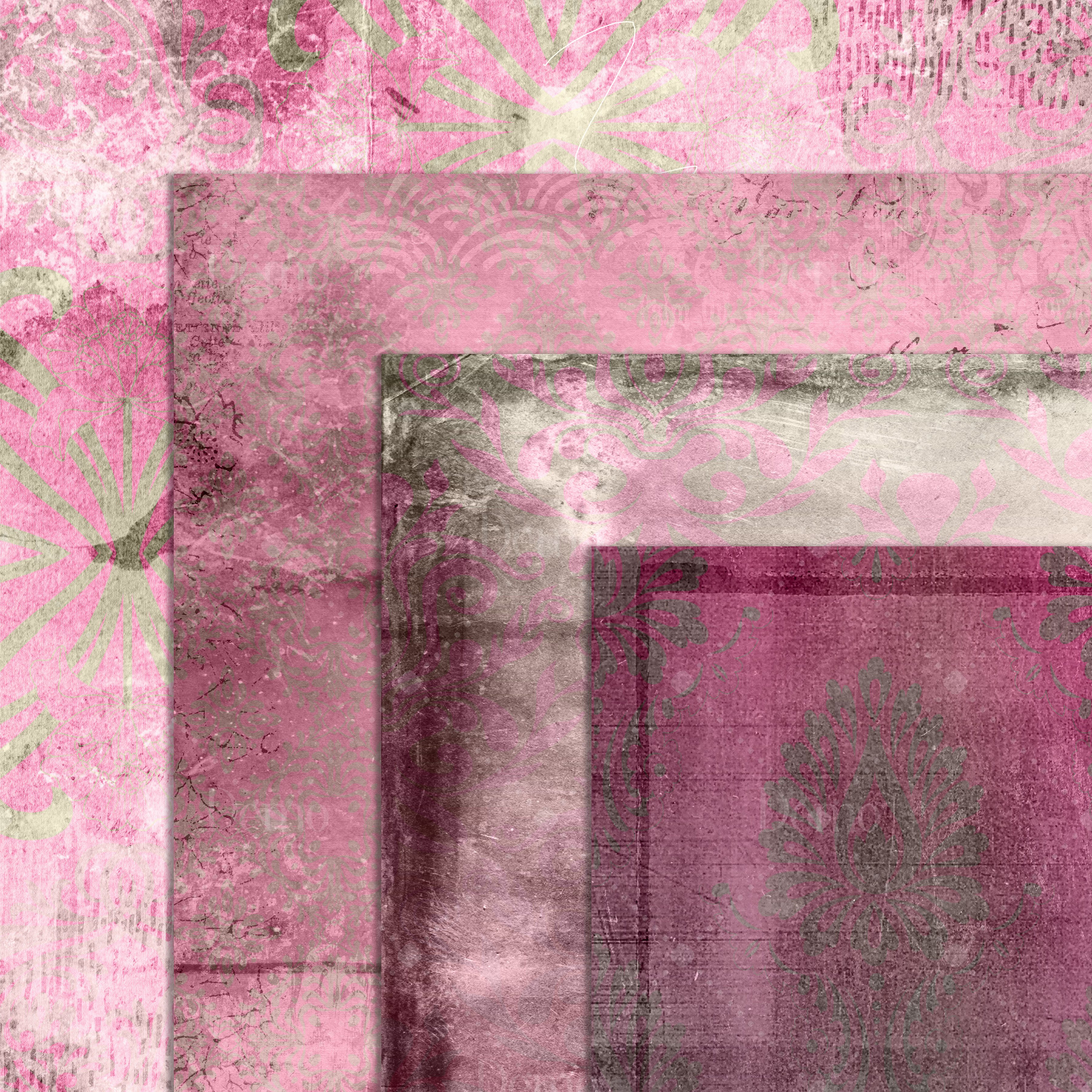 Distressed Pink Damask Grunge Texture Papers Patterns