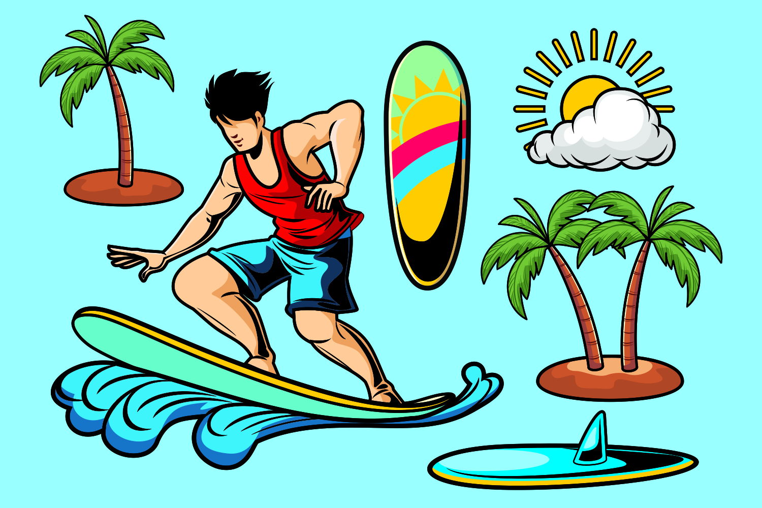 Surfer Vector Pack 33870 Illustrations Design Bundles