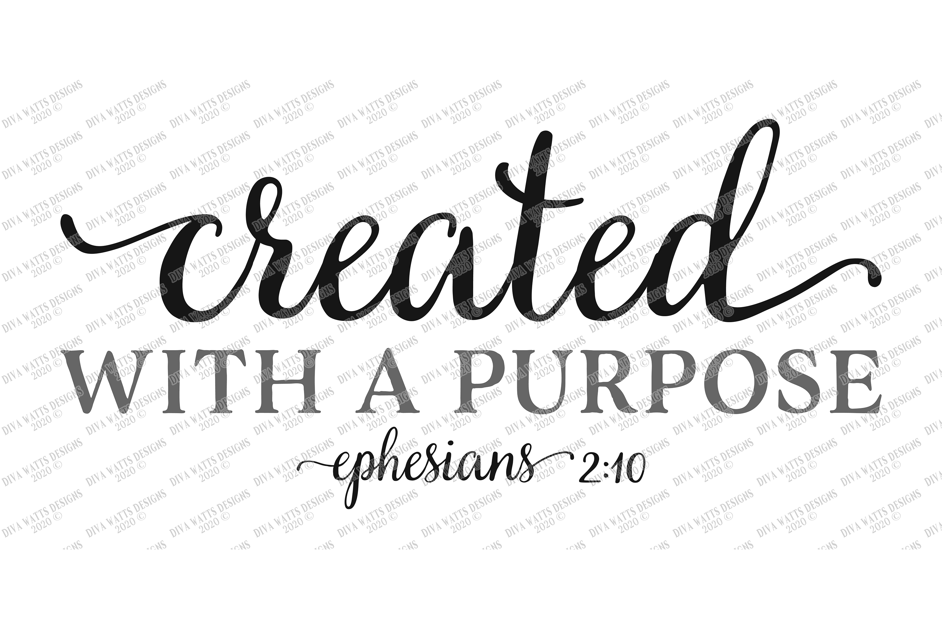 Created With A Purpose Christian Scripture Verse SVG DXF 536274