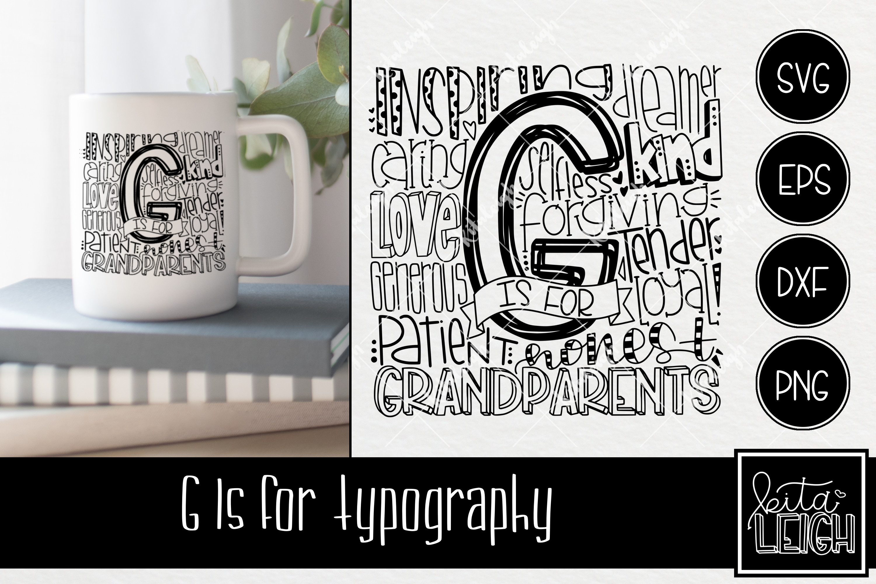 G Is For Grandparents Typography Hand Lettered Design Bundles