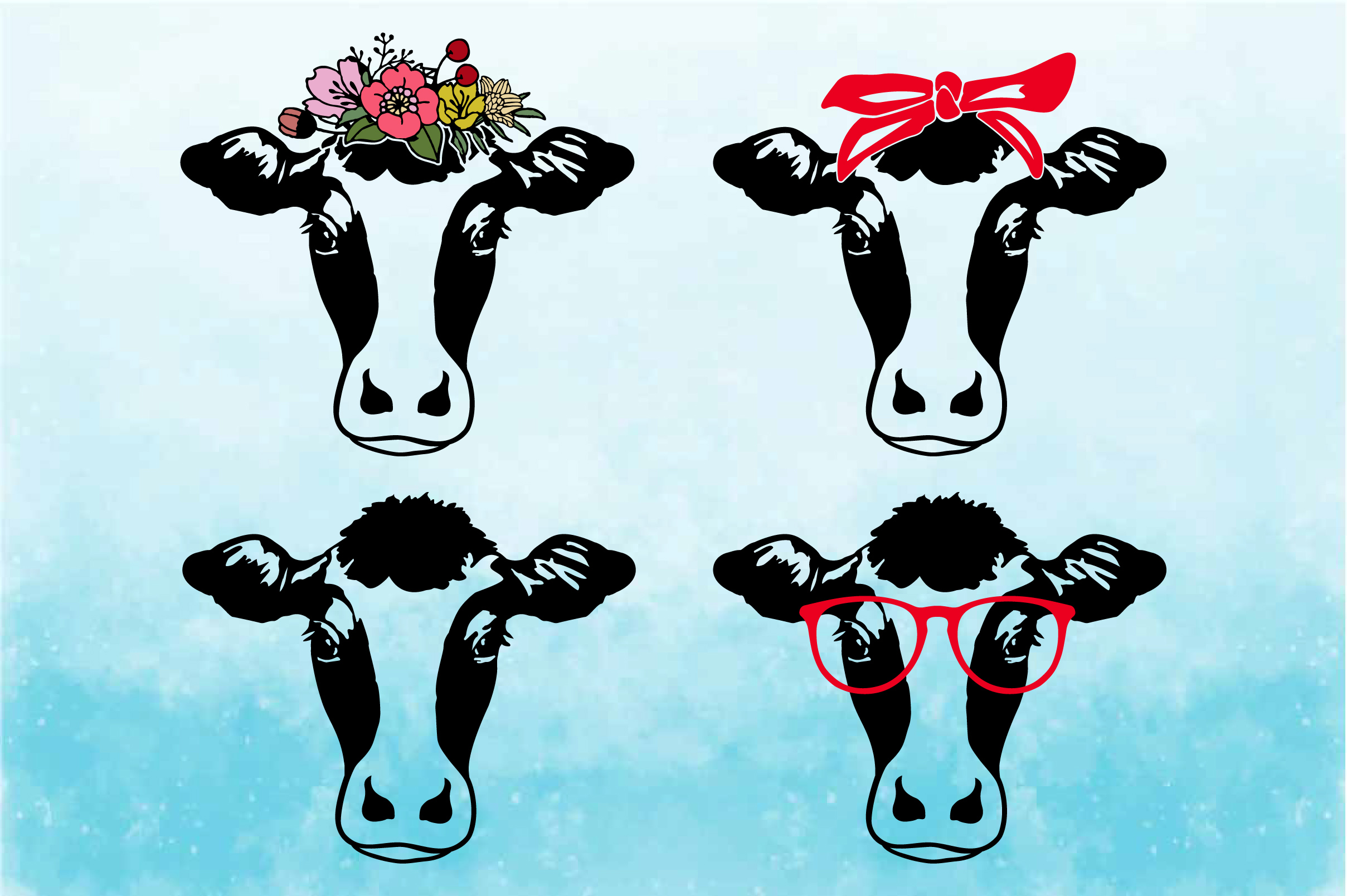 Cow Flower Bandana Glasses Heifer Farm Peekaboo S SVGs Design Bundles