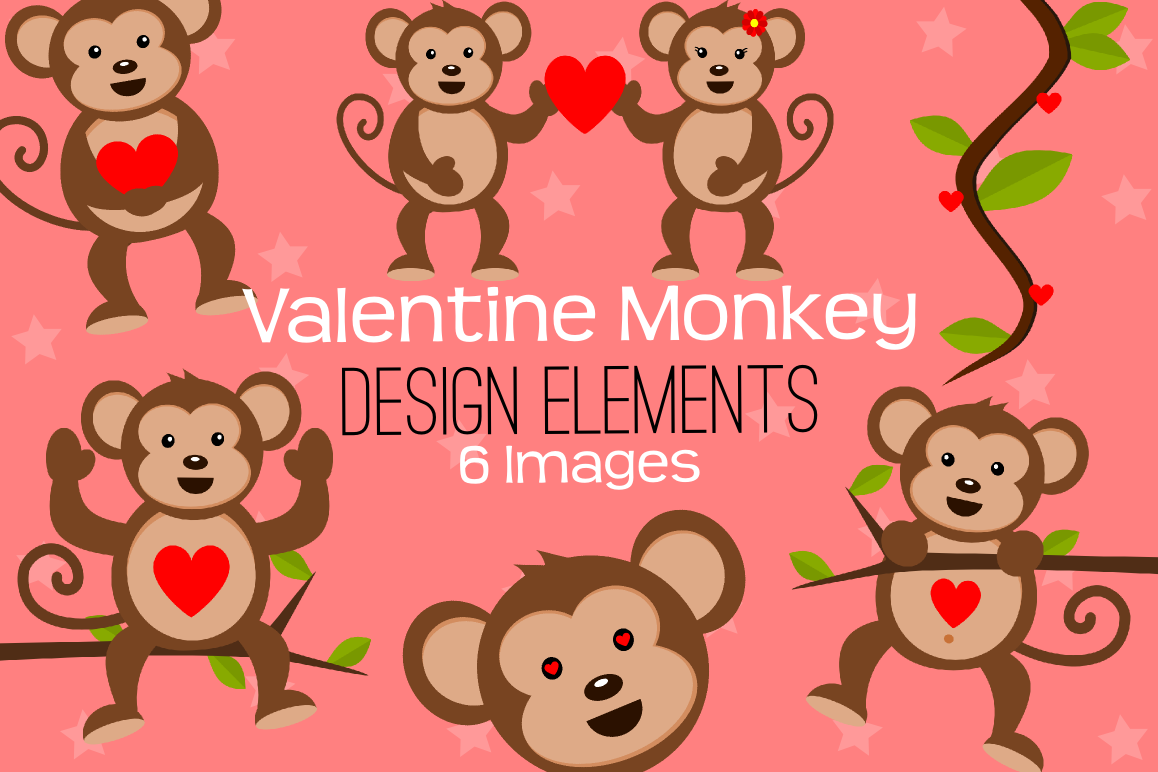 Valentine Monkey Graphics Illustrations Clipart