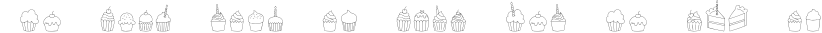 Font preview for I Heart Cupcakes Dingbat Font