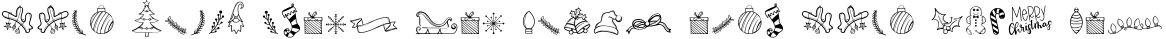 Font preview for Holidoodles, A Christmas Doodle Font