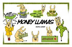 Animal Clipart-llama Clipart-Money Clipart-Cartoon-Sticker Clipart-Digital-Llama-alpaca Art-Funny-Digital Llama-Llama Drama-Commercial Product Image 1