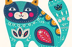 Illustration with cat and flowers Product Image 4