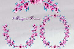 WATERCOLOR CHERRY BLOSSOMS Clipart Commercial Use Pink Wedding Flowers Petals Spring Flower Bouquets Sakura Floral Wreath Graphics Product Image 3