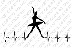 Cardio modern dancers SVG files for Silhouette Cameo and Cricut. Dancing Ballerina heartbeat clipart PNG included. Product Image 1