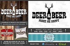 Deer &amp; Beer Make Me Happy - Deer HUNTING SVG Files - 846 Product Image 1