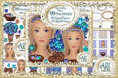 Spring Clipart Rose Gold Glitter Floral Fashion Girl- Huge ! Product Image 1