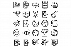 Repost icons set, outline style Product Image 1