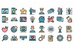 Engaging content icons vector flat Product Image 1
