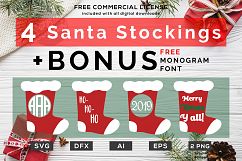 Christmas Santa Stocking - Monogram SVG Bundle Product Image 1