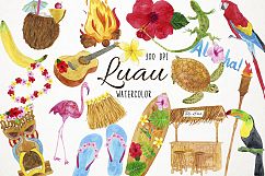 Watercolor Luau Clipart, Luau Clip Art, Hawaiian Clipart Product Image 1
