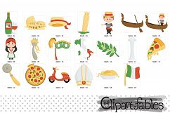 Italy clipart, Rome clip art, Pizza, Pisa tower, Colosseum Product Image 2