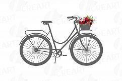 Floral bicycles clip art pack, vintage floral boho bikes Product Image 8