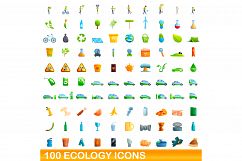 100 ecology icons set, cartoon style Product Image 1
