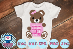 birth announcement svg, baby, teddy bear svg, birthday svg Product Image 2