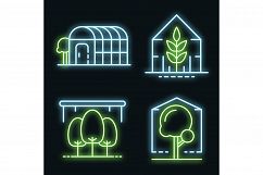 Greenhouse icons set vector neon Product Image 1