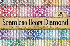 100 Seamless Watercolor Heart Diamond Digital Papers Product Image 1