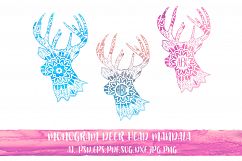 Monogram Deer Head Mandala with watercolor Product Image 1