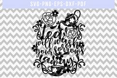 Tea SVG Cut File, Joy Happy Sayings Papercut, DXF, EPS, PNG Product Image 4