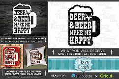 Deer &amp; Beer Make Me Happy - Deer HUNTING SVG Files - 843 Product Image 1