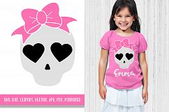 Halloween SVG Skull with pink bow svg Girls svg Product Image 1