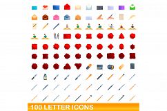 100 letter icons set, cartoon style Product Image 1