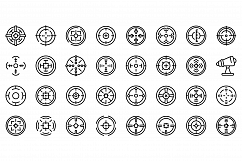 Telescopic sight icons set, outline style Product Image 1