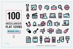 100 Miscellaneous Flat Icons Product Image 1