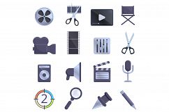 Video editing icons set, cartoon style Product Image 1