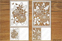 Floral Greeting Card 3 SVG files for Silhouette Cameo and Cricut. Clipart PNG transparent included. Product Image 1