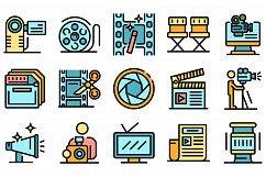 Cameraman icons set vector flat Product Image 1