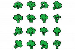 Broccoli icons set vector flat Product Image 1