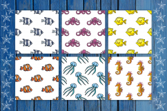 Sea Friends. Vector seamless patterns in doodle style Product Image 5