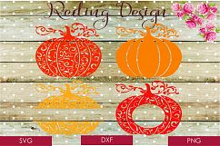 Pumpkin SVG - Monogram DXF PNG Digital Cut Files Product Image 1