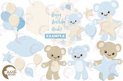 Teddy bear, nursery, baby boy, baby blue bear, clipart, graphics, llustrations AMB-1460 Product Image 3