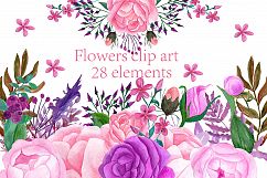 Watercolor flowers clip art Product Image 1