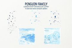 Watercolor penguin family illustration, penguin clipart Product Image 3