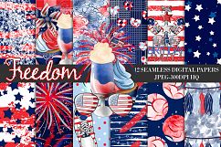 4th Of July Digital Papers, Independence Day Seamless Patterns, USA Backgrounds Product Image 1