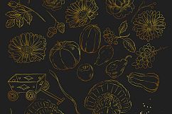 Thanksgiving fall harvest clipart, with cornucopia and turke Product Image 4